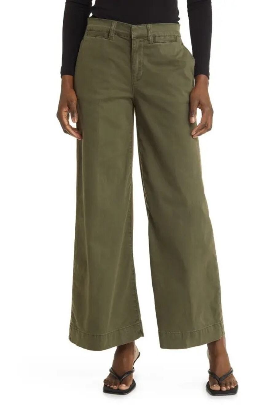 Frame Le Pixie Fatigue Olive Green Tomboy Wide Leg Trouser Pants Size 27